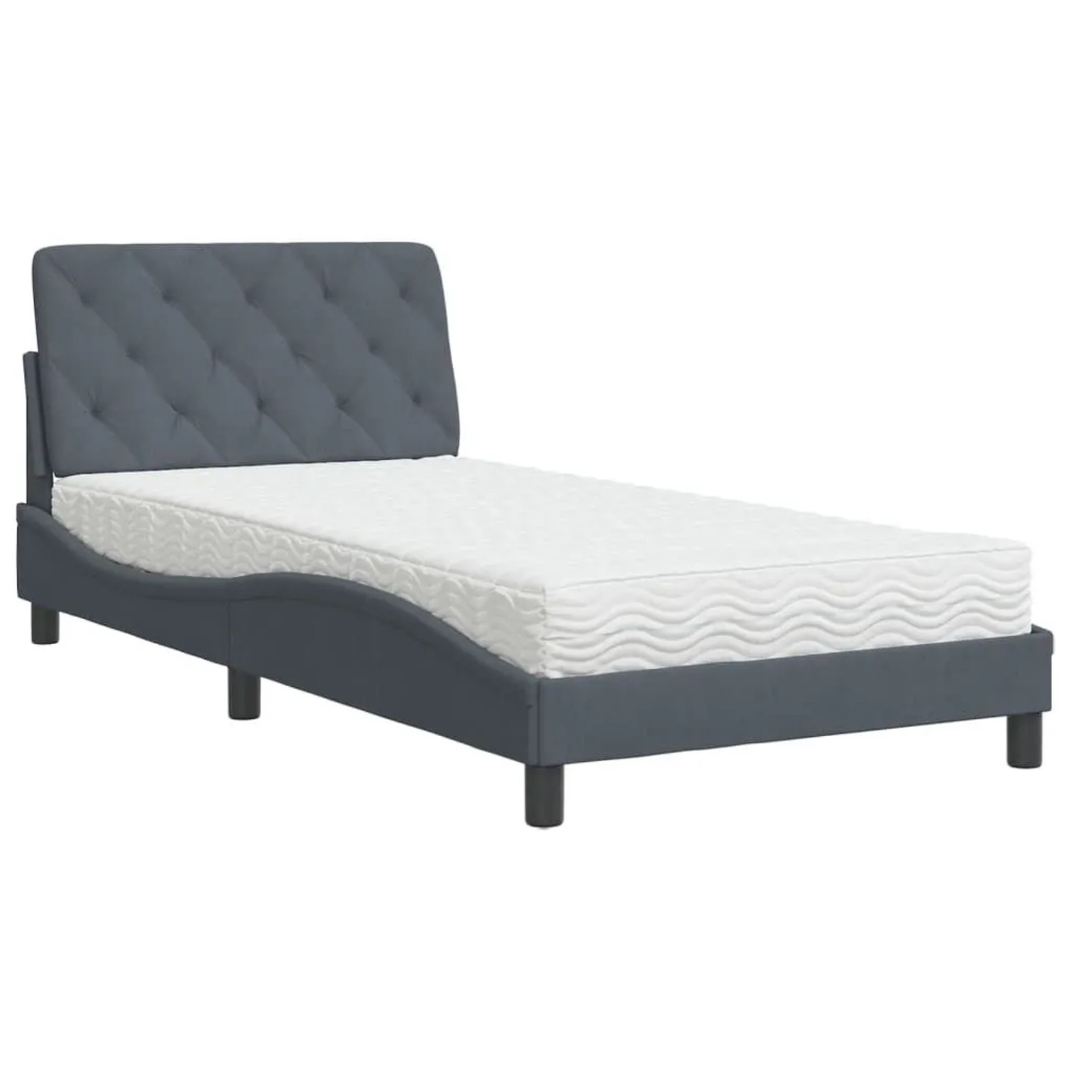 vidaXL Bett mit Matratze Dunkelgrau 100x200 cm Samt 3208641