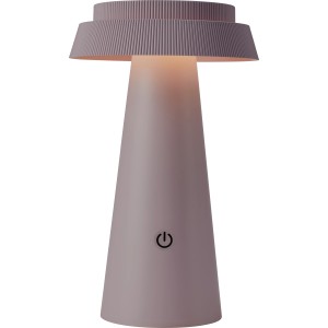 Lila Solar-Tischleuchte Nerano, Ø 14x23cm, mit warmweißem Licht und USB-Ladefunktion.