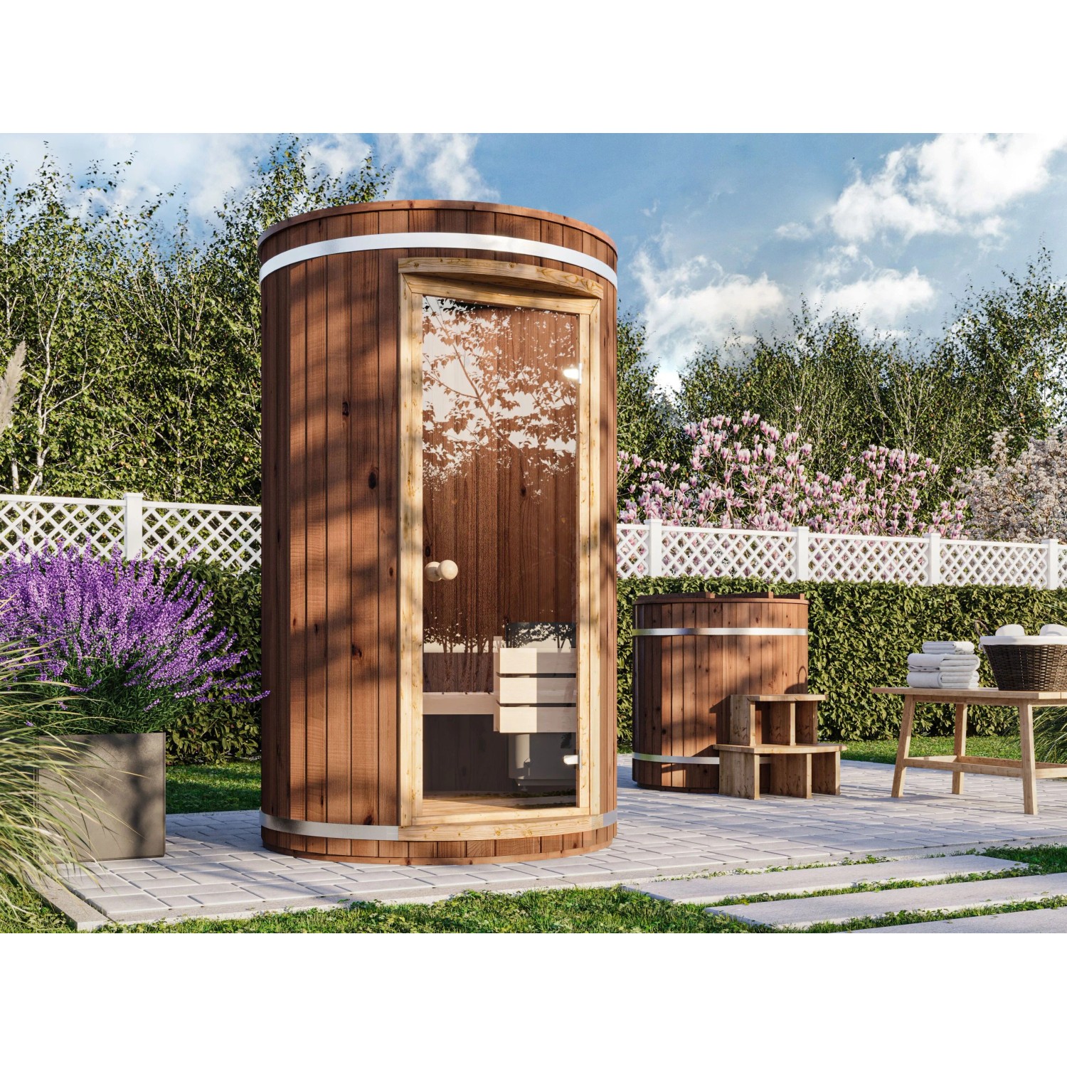 Fjordholz Saunatonne  Modell Tom Vormontiert