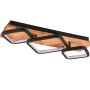 Moderne Trio LED-Deckenleuchte Rama, schwarz matt mit Holz, 67,5 cm breit. Ideal als Wohnraumleuchte.