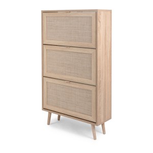 Furn.Design Schuhkipper Eiche Sonoma mit Bast-Dekor 70 x 125 cm 3 Kipper Scandi Niran