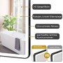 Aica Badspiegel 70x50 cm mit LED-Beleuchtung, schwarzer Rahmen. Dimmbar, mit Memory- und Touchfunktion.