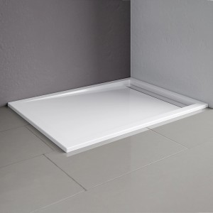 Rechteckige, extraflache Schulte Duschwanne 120x90 cm in Alpinweiß, geeignet für bodengleichen Einbau.