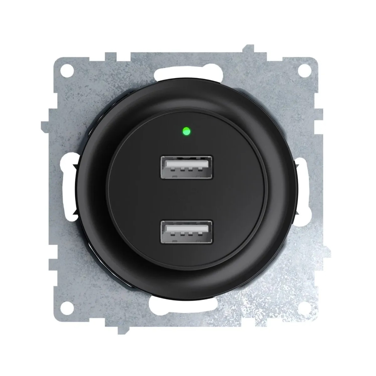 OneKeyElectro USB Unterputz Steckdose mit 2 Anschlüssen 5V 2.1 A mit LED Ladeindikator Schwarz