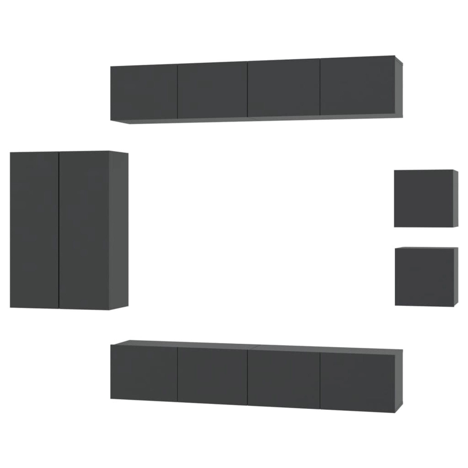 VidaXL 8-tlg. TV-Schrank-Set Schwarz Holzwerkstoff 2 günstig online kaufen