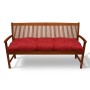 Rotes Beautissu Flair BK Bankpolster 120x50cm auf Gartenbank. Bequeme Sitzkissen & Gartenstuhlauflage.