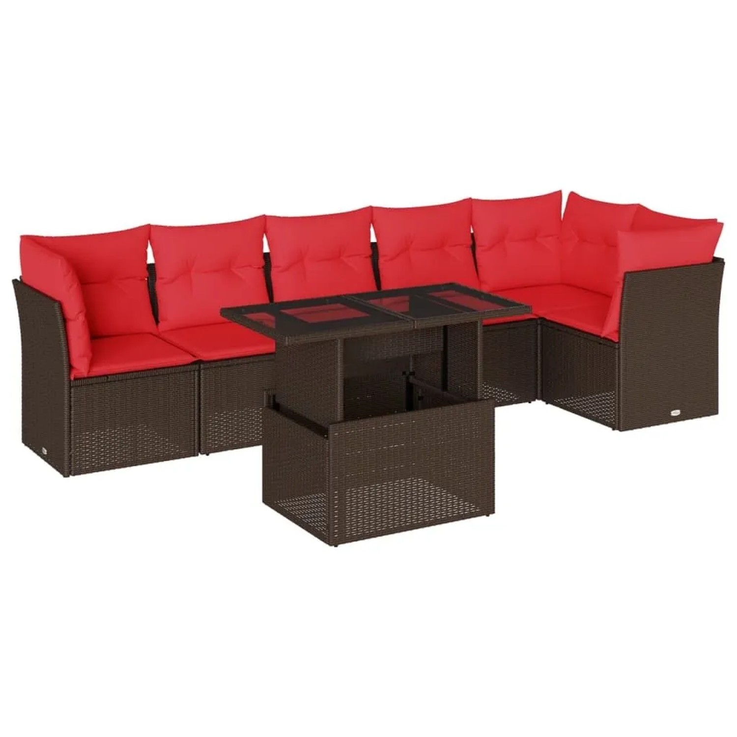 vidaXL 7-Tlg Gartensofa-Set mit Kissen Braun Polyrattan 3266604 günstig online kaufen