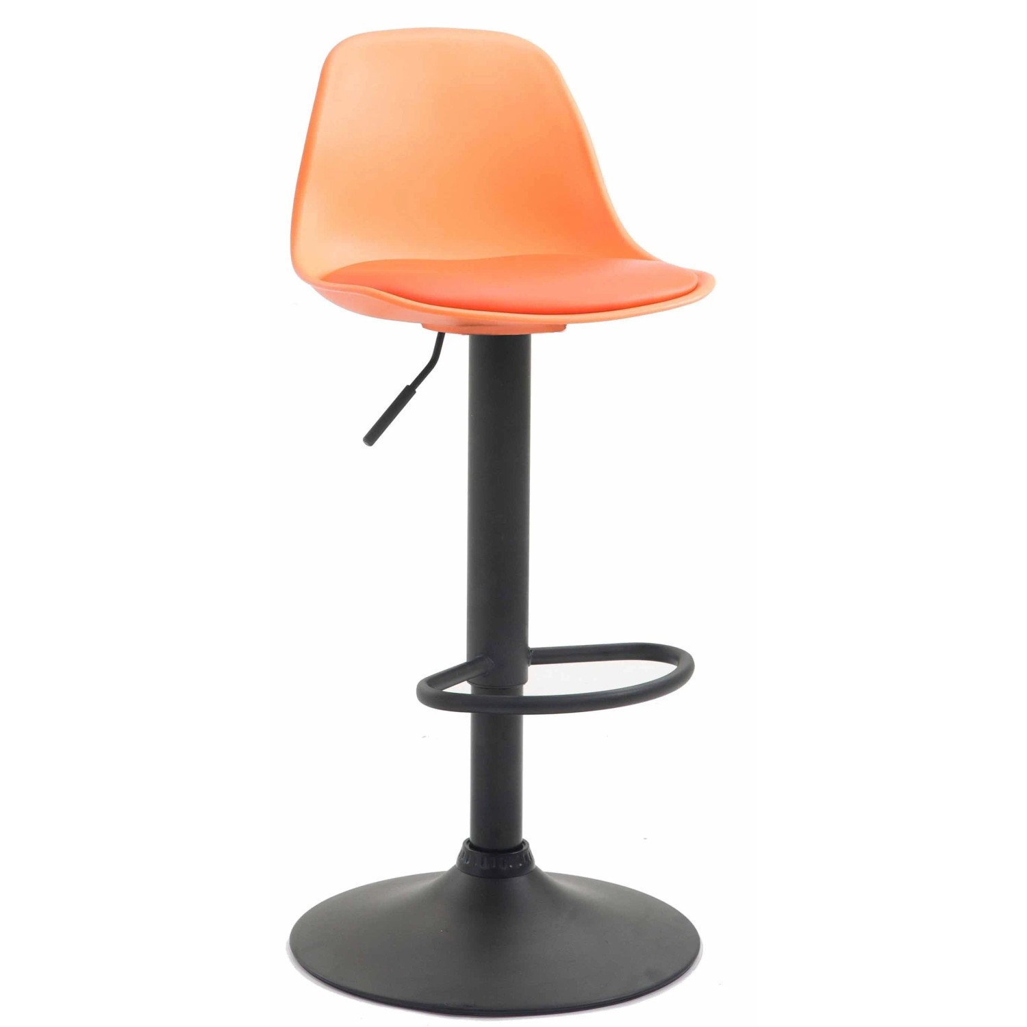 DELUKE Barhocker LUNOR Kunstleder Orange 39x43x82cm Schwarz Barstuhl Höhenverstellbar Mit Lehne Drehbar Tresenhocker Tresenstuhl