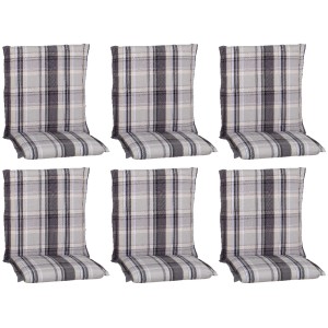 6er Set Beo Sitzauflagen Atika für Niedriglehner, Karo Beige. Gartenstuhlauflagen mit Karomuster.
