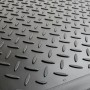 Schwarze Gummi Kofferraumwanne für Ford Fiesta VI (2008-2017) mit Riffelstruktur.
