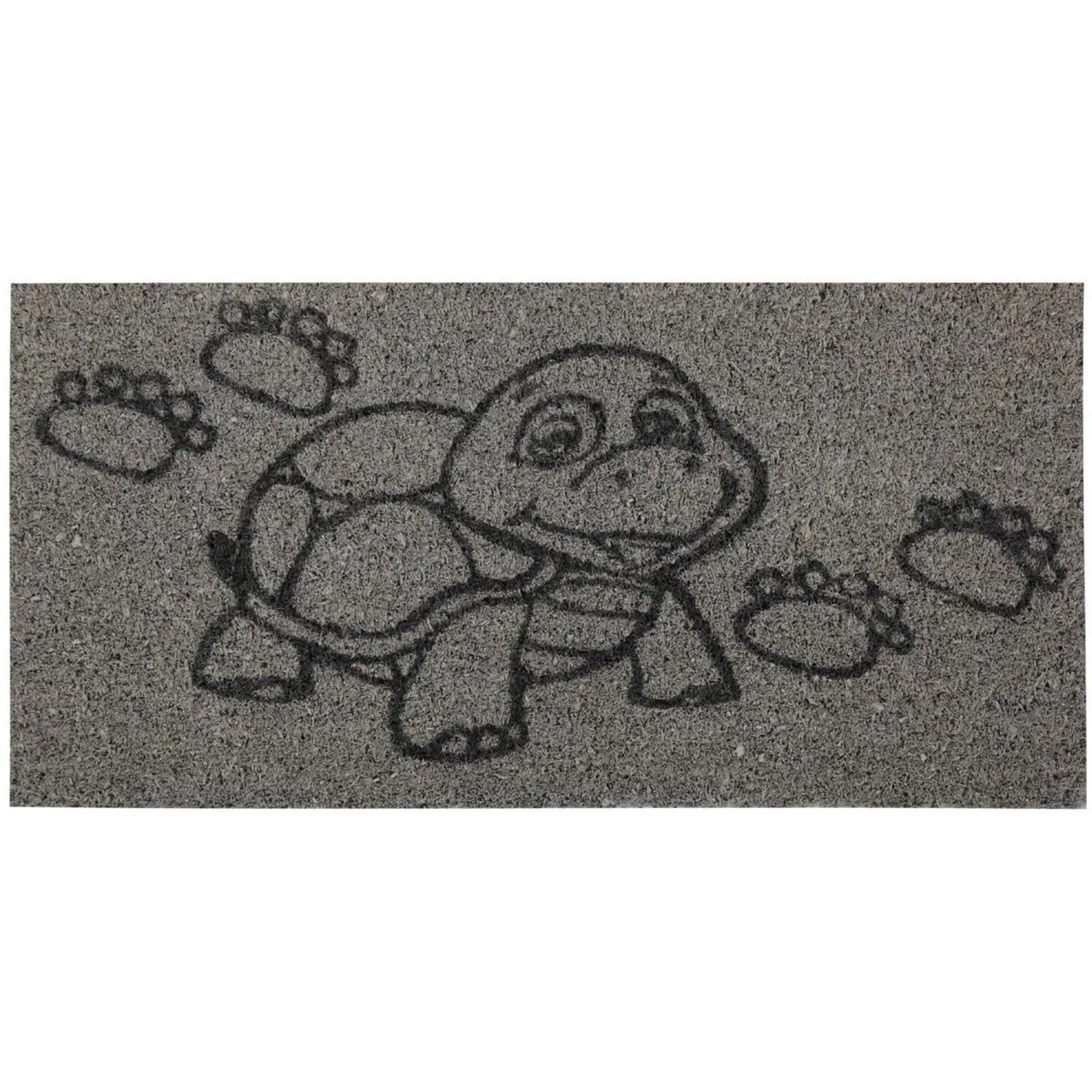 Graue Bestlivings Kokos Fußmatte mit Schildkröten-Motiv, 25x50 cm. Schmutzfangmatte für Innen & Außen.
