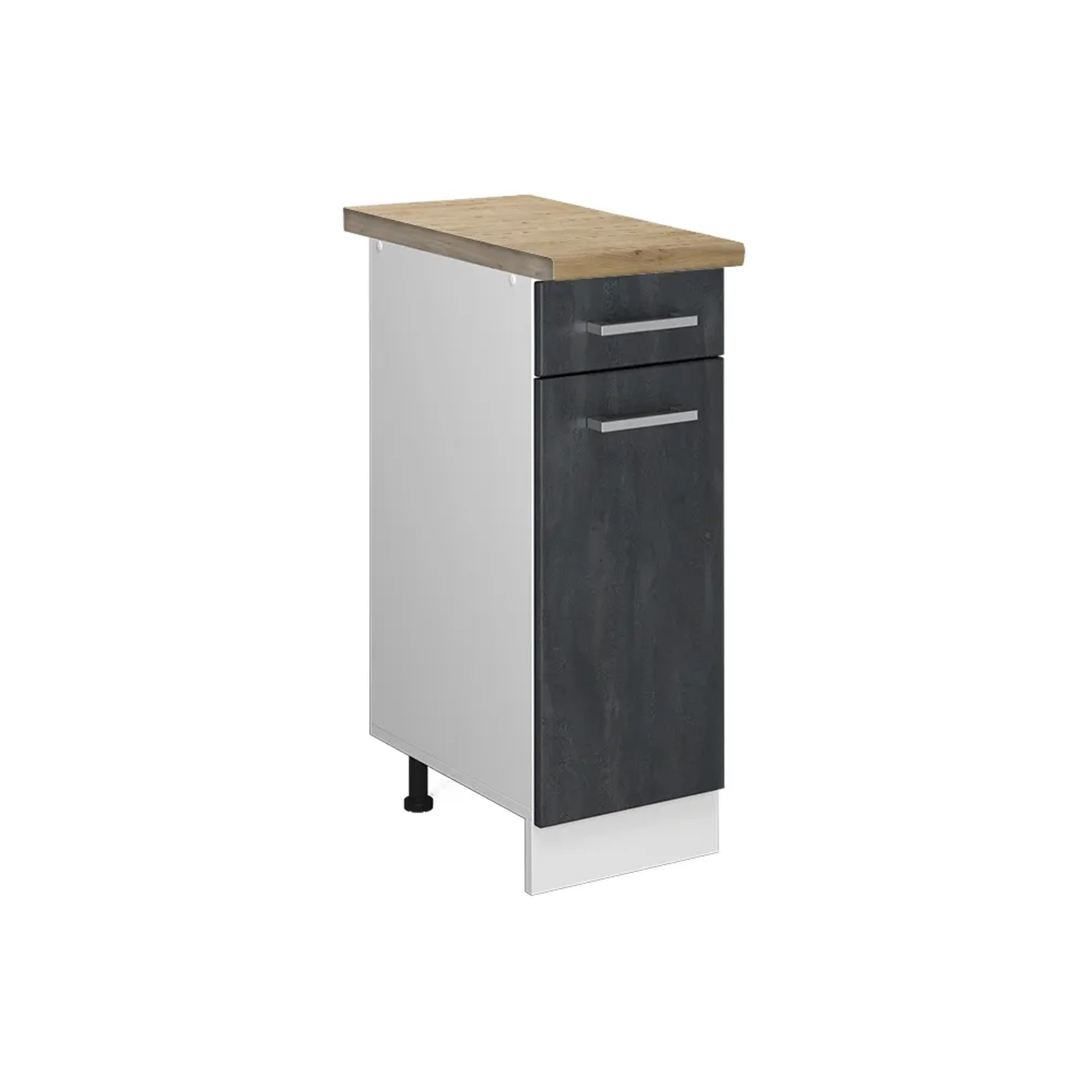 Vicco Küchenunterschrank R-Line Schubladenschrank für die Küche Schwarz Beton 30 cm AP Eiche