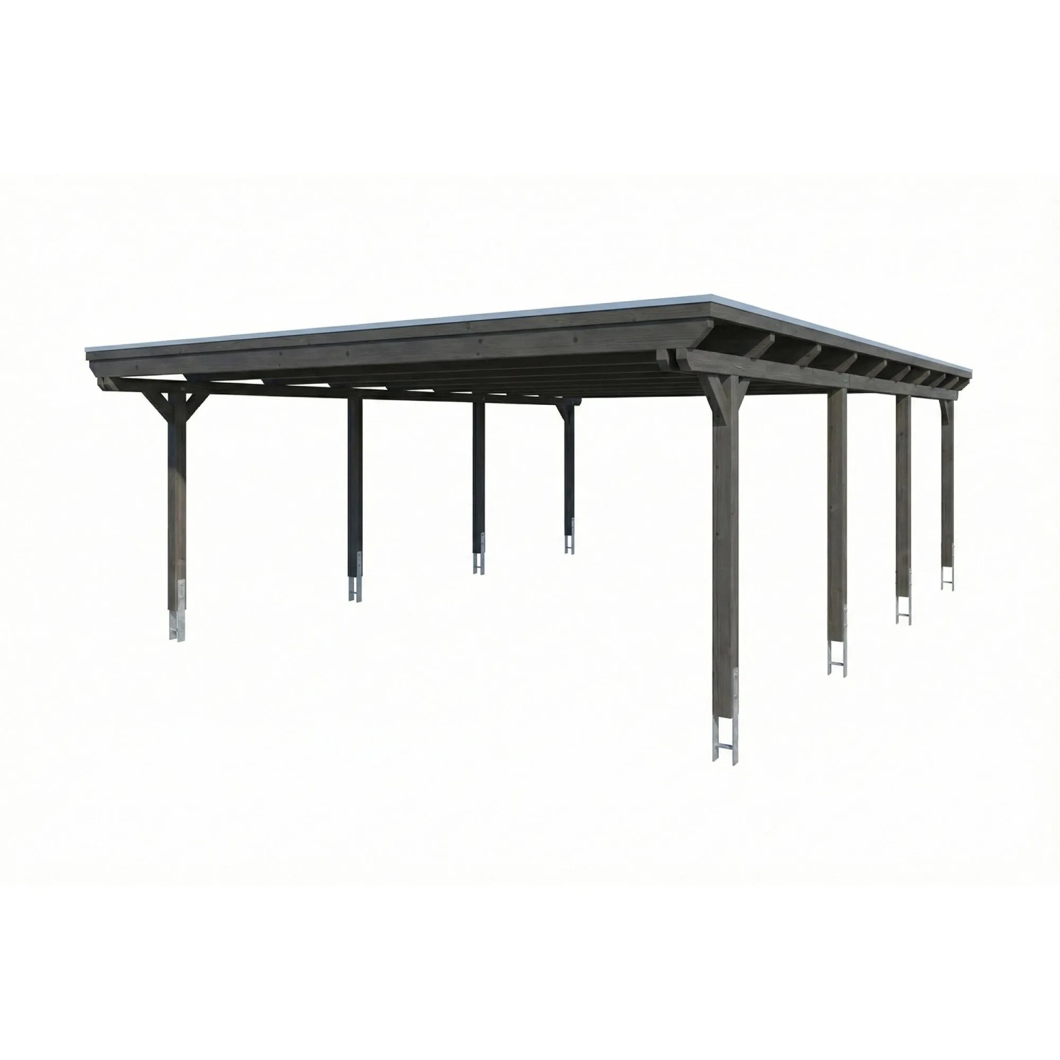 Skan Holz Carport Emsland Stahl-Dachplatten 609 cm x 846 cm Schiefergrau