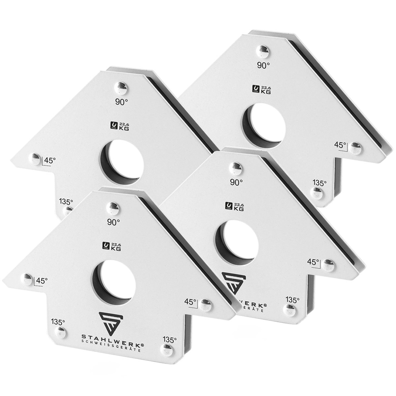 STAHLWERK Magnet-Schweißwinkel 45 X 90 Grad x 135° 226 kg 50,bs 4er Set