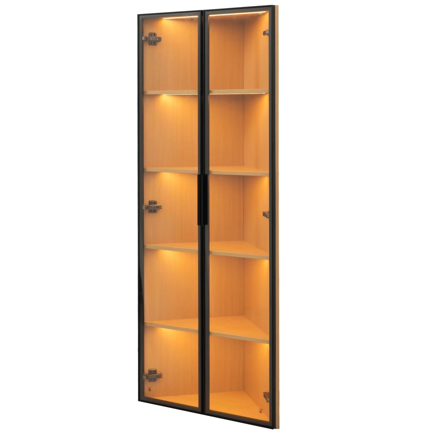 okwish Vitrine mit LED Beleuchtung Sammlung Wohnzimmer 62x35x160cm Natur