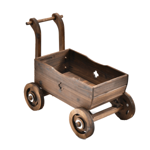 Costway Blumenwagen Holz Pflanzkasten mit Abflussloch Braun