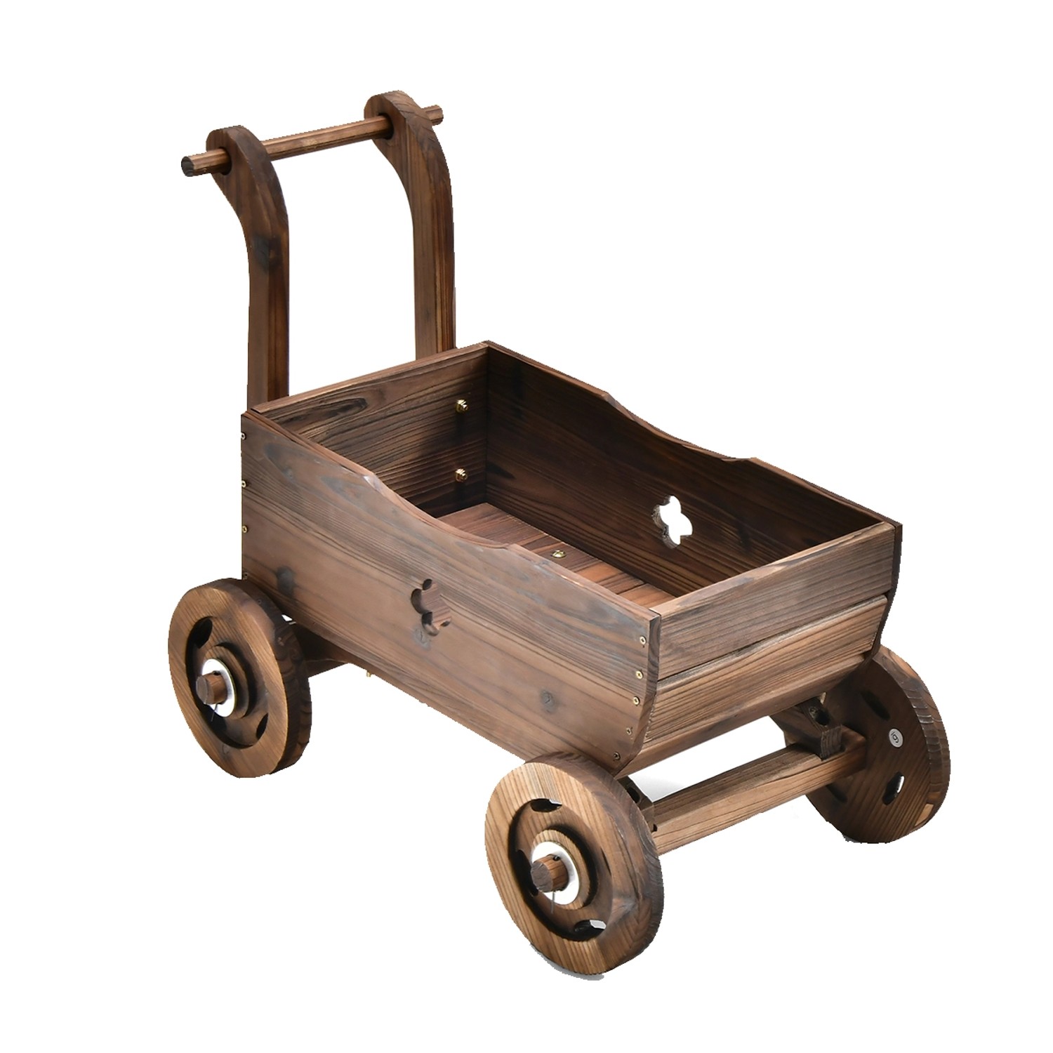 Costway Blumenwagen Holz Pflanzkasten mit Abflussloch Braun