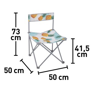 Faltbarer Campingstuhl Palmelo mit Ananasmuster und Stahlgestell für Outdoor-Aktivitäten.