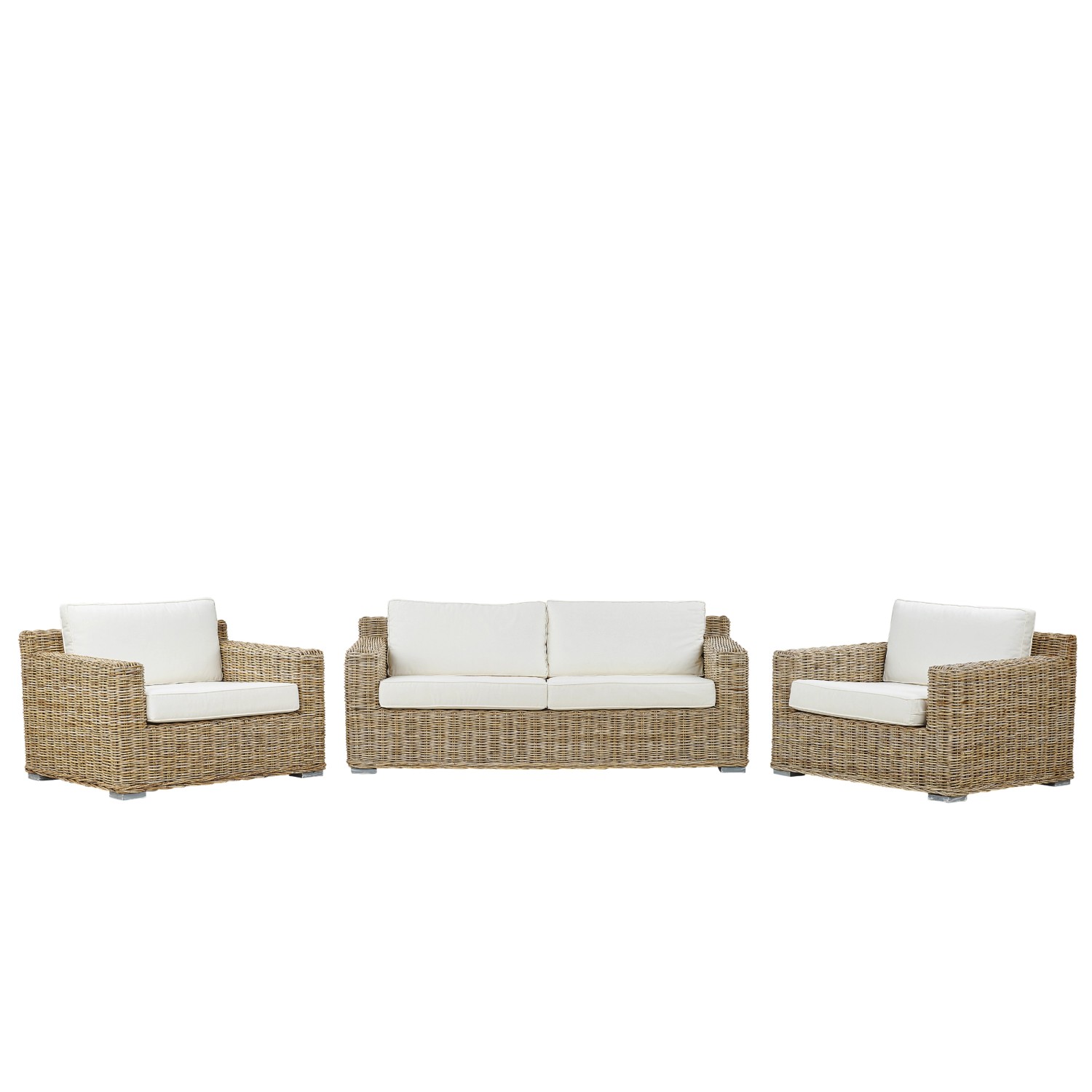 Beliani Lounge Set ARDEA Naturfarben Weiss 90x194x70