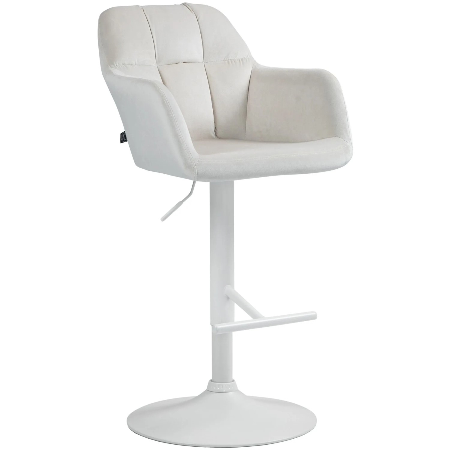 CLP Barhocker Natoma Samt Metall Matt Weiss/Creme