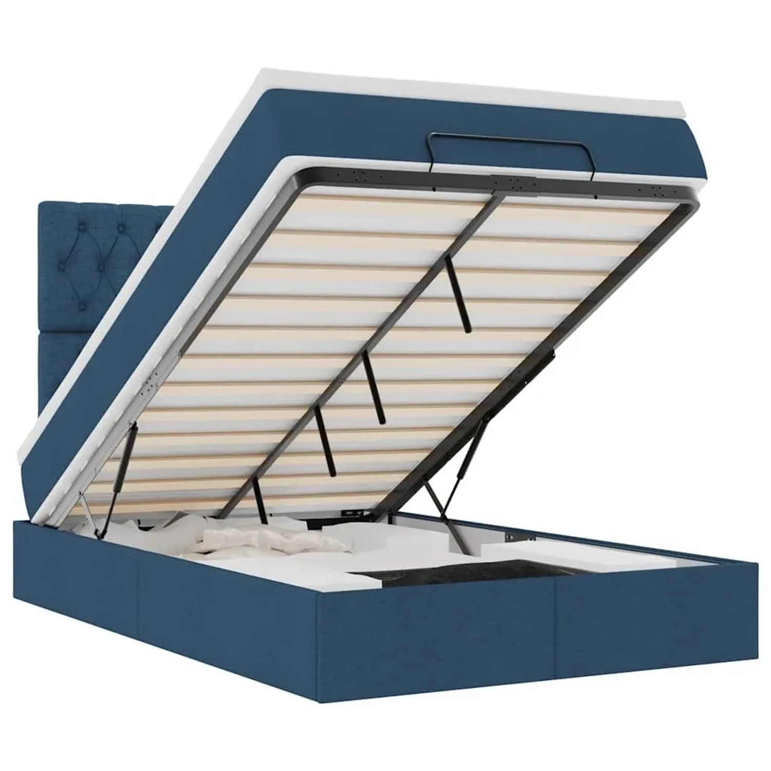 vidaXL Ottoman-Bett mit Matratze Blau 120x200 cm Stoff 3313236