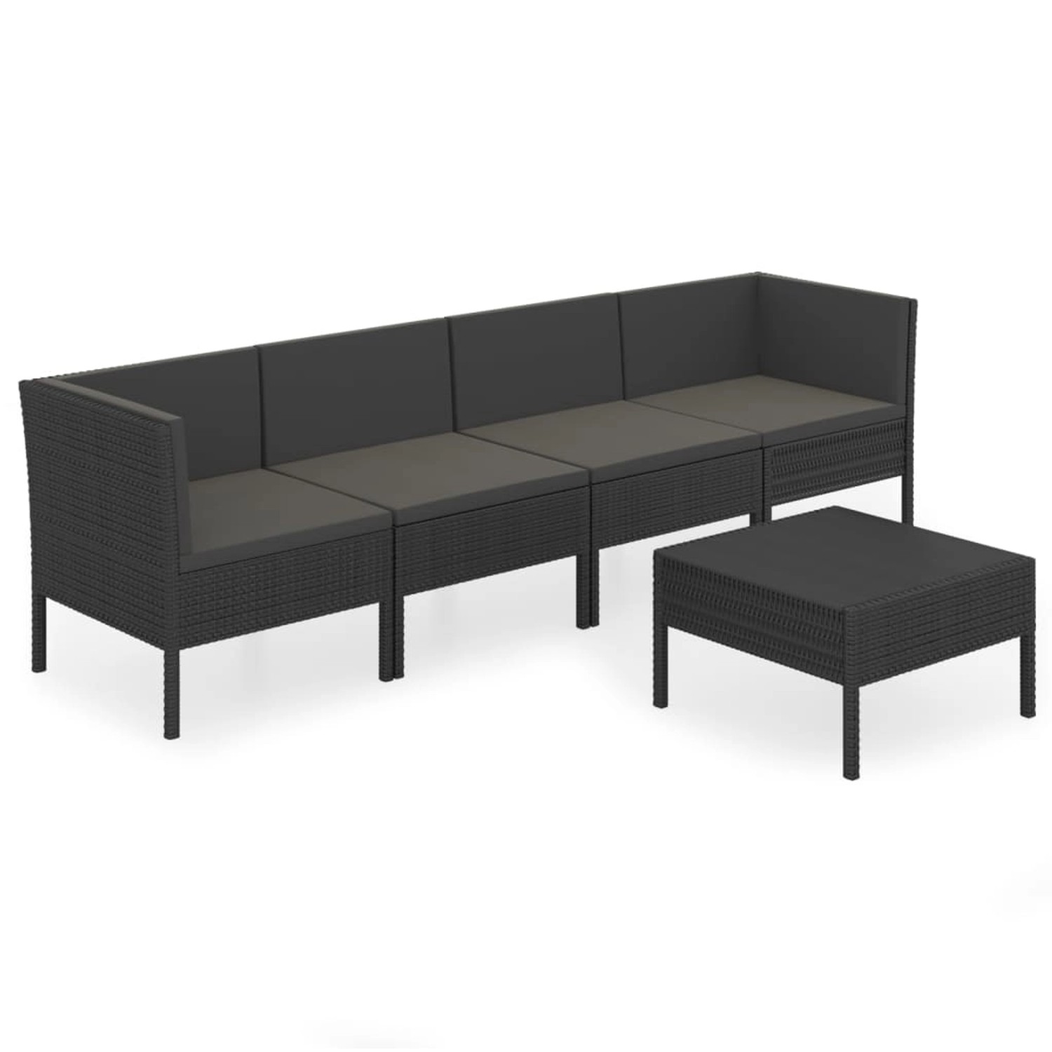 vidaXL 5-tlg Garten-Lounge-Set mit Auflagen Poly Rattan Schwarz Modell 22