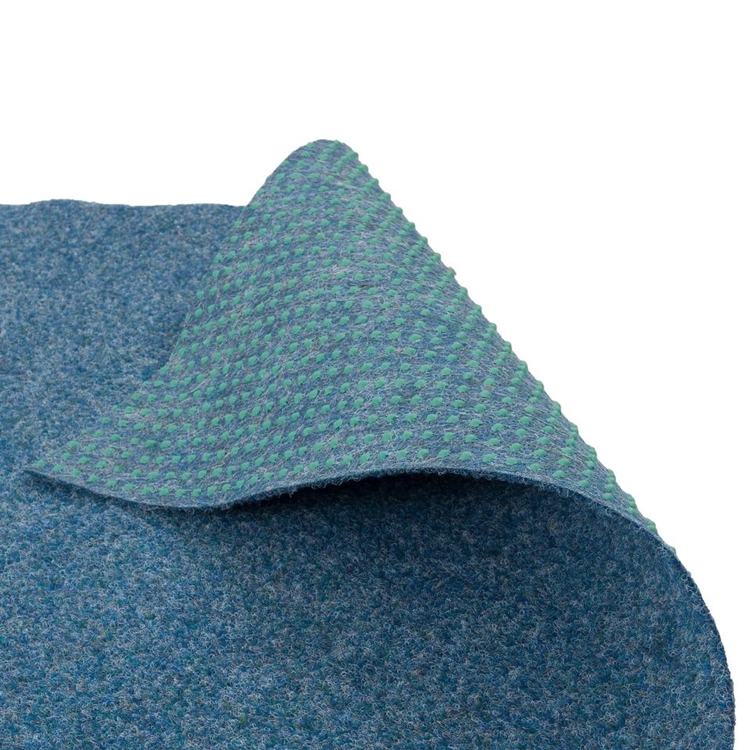 Blauer Snapstyle Kunstrasen Rasenteppich Kingston mit Noppen, Detailansicht.