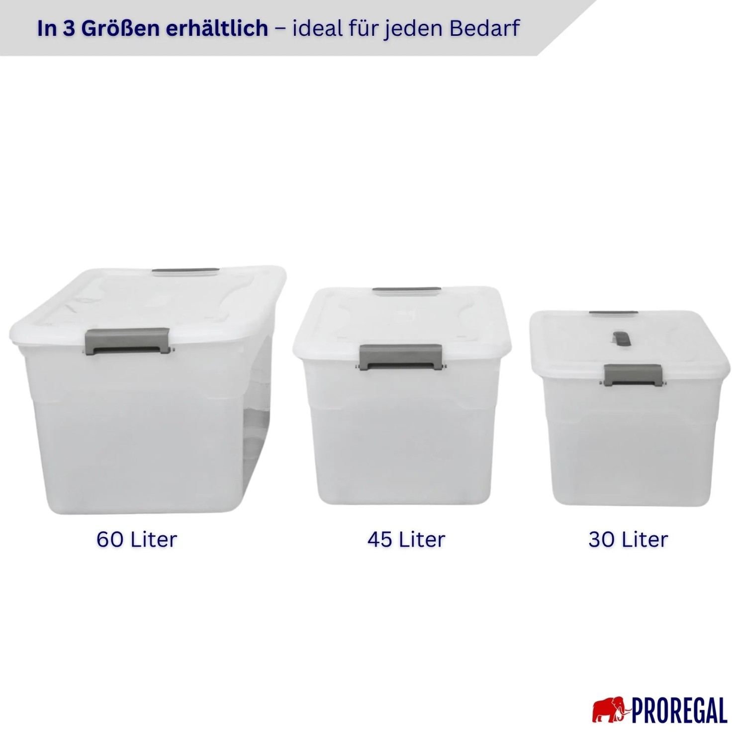 PROREGAL Transportbox 60 L transparent mit Rollen stapelbar mit Deckel Kunststoff kaufen bei OBI