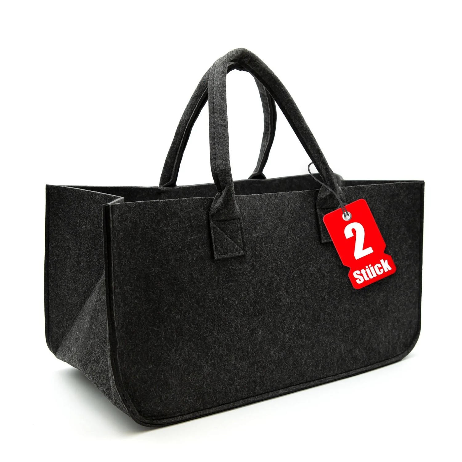 BigDean 2 Stück Filztasche Groß In Anthrazit Für Kaminholz Oder Als Shopper Verwendbar Kaminholzkorb Im Leichten Und Kompakten Design Faltbarer