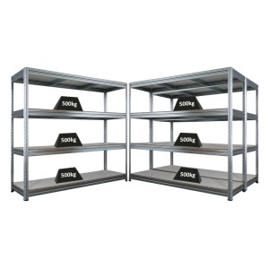 PROREGAL Mega Deal 3x Schwerlastregal Dino HxBxT 180x200x60cm 4 Melamin-Ebenen 16mm Fachlast 500kg Verzinkt