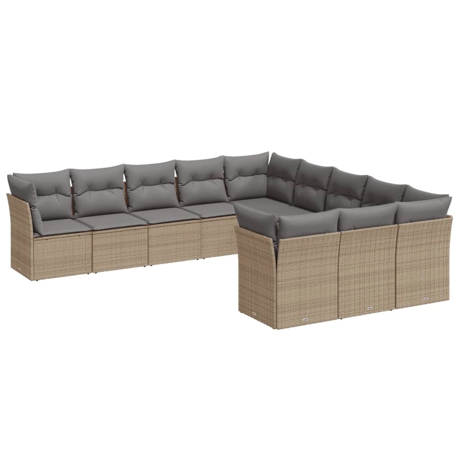 vidaXL 11-tlg Garten-Sofagarnitur mit Kissen Beige Poly Rattan Modell 5 günstig online kaufen