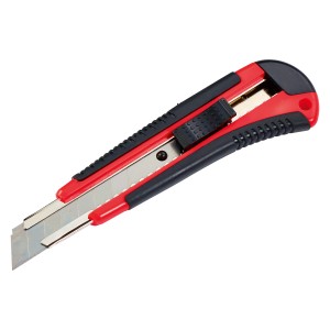 Ellix Cuttermesser 18 mm, rot-schwarz, mit ausfahrbarer Klinge. Messer für Karton, Papier und mehr.