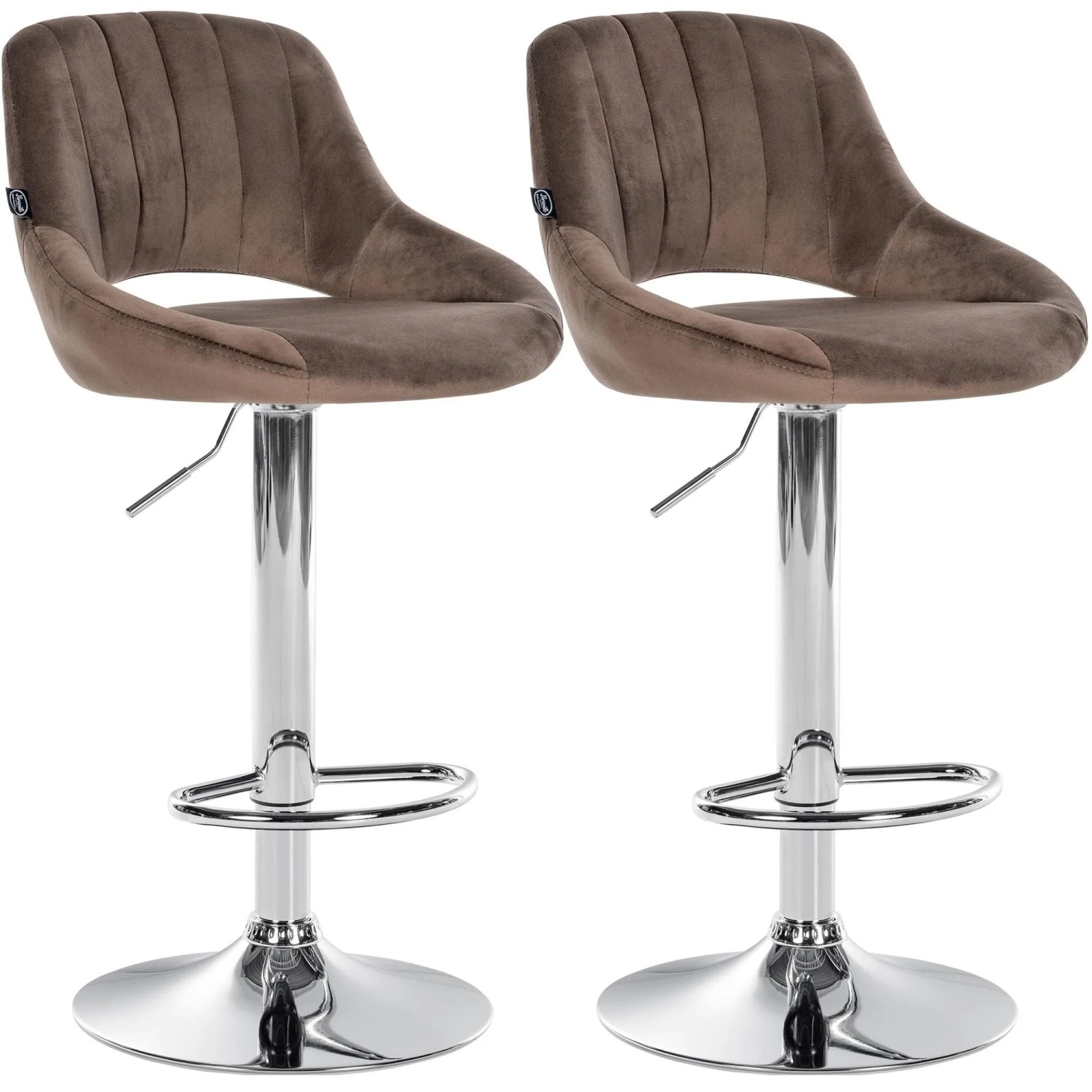 CLP 2er Set Barhocker Milet Samt Metall in Chromoptik/braun