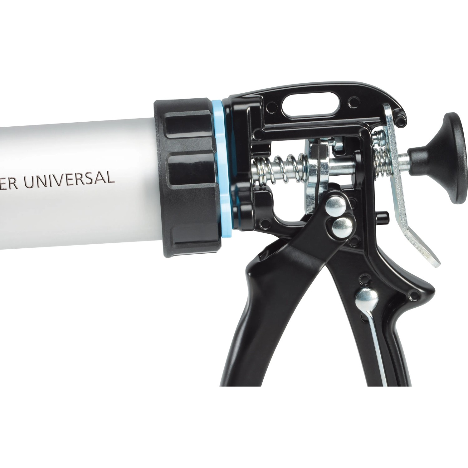 Heytec Profi-Kartuschenpistole Multipower Universal, Detailansicht des Hebelsystems.
