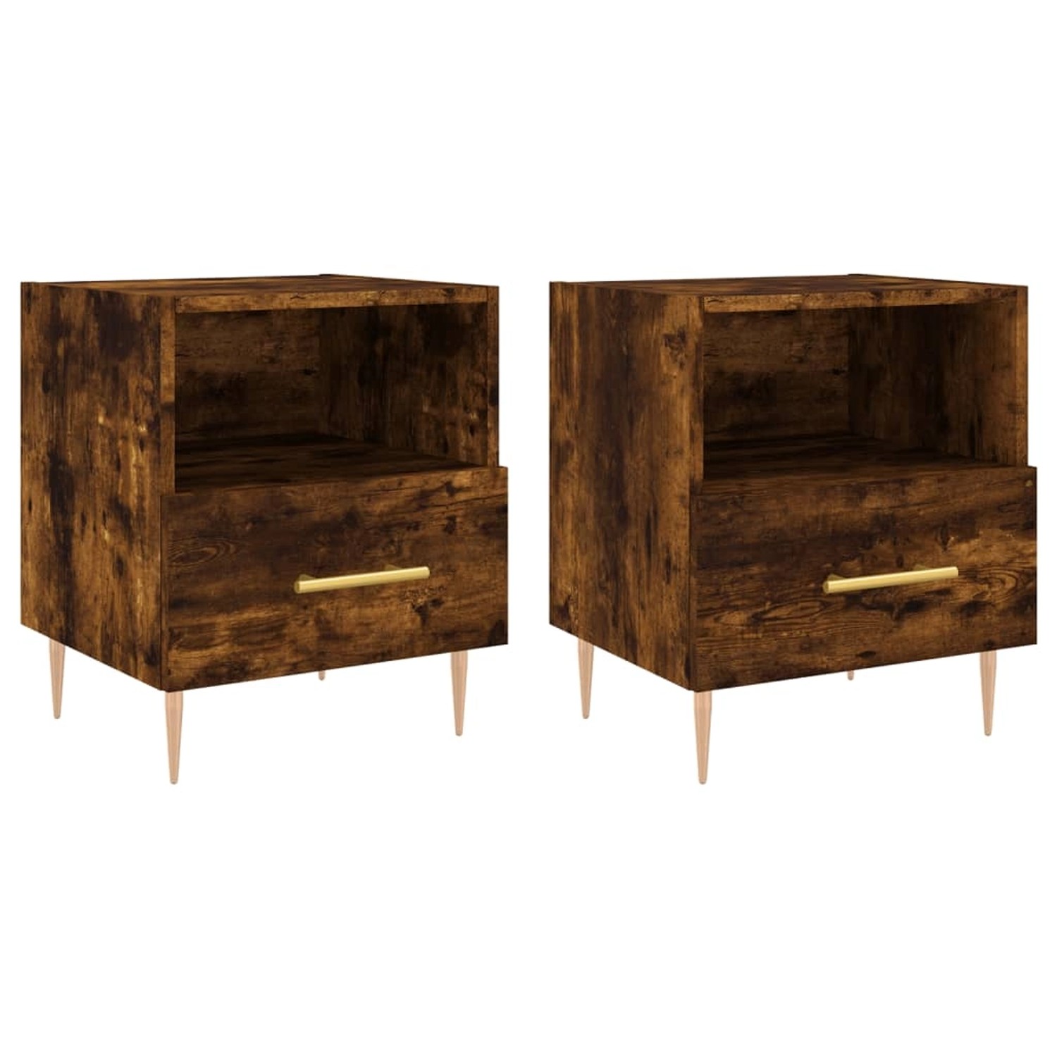 vidaXL Nachttische 2 Stk Räuchereiche 40x35x47,5 cm Holzwerkstoff Modell 6 günstig online kaufen