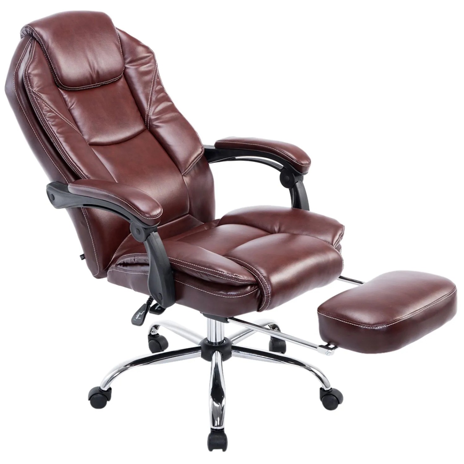 DELUKE Bürostuhl MEDHA 114x67x64 Bordeauxrot Kunstleder Metall In Chromoptik Gestell Ergonomische Bürostühle Homeoffice Stuhl