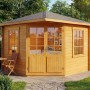 Imprägniertes Alpholz Gartenhaus Monica-40 mit Spitzdach, 300x300 cm, Naturholz.