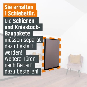 Kniestock-Schiebetür-Baupaket Profil Schwarz/Taupe, 1022x1400mm. Hinweis: Schienen und Kniestock-Bausatz separat bestellen.
