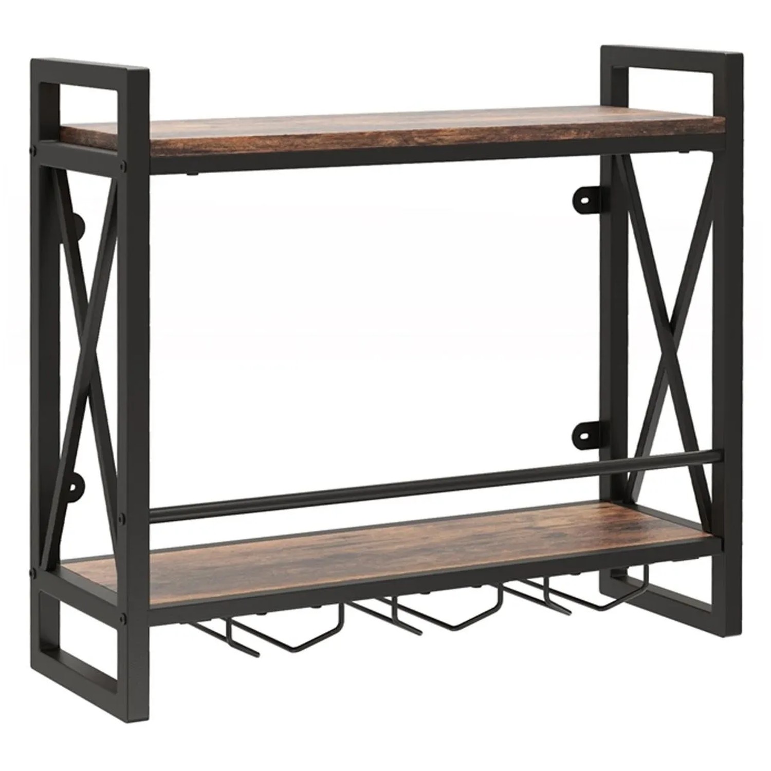 Costway Weinregal Wand 2 Ebenen 3 Weingläser Industrial günstig online kaufen