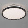 Schwarze, runde LED-Deckenleuchte Solit mit Sternenmuster, dimmbar und mit Farbwechsel.
