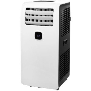 Mobile Klimaanlage Emerio 9000 BTU in Weiß/Schwarz für Räume. Klimagerät mit digitaler Anzeige.