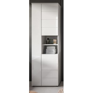 Inn.Furn Badezimmer Hochschrank in Weiß Hochglanz 60 x 190 cm Larik