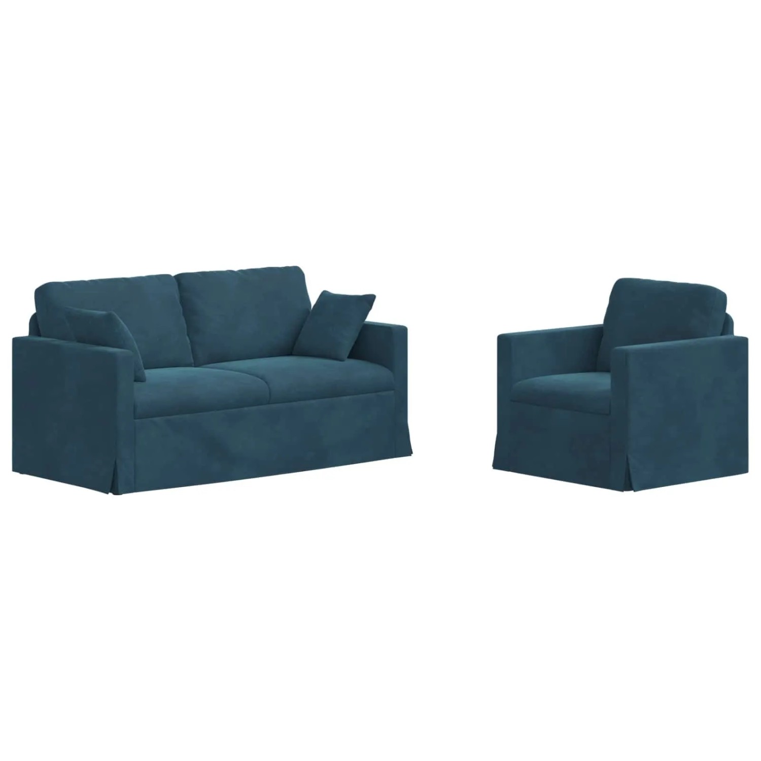 vidaXL Sofa 2-Tlg Blau 158 x 78 x 80 cm Samt 3407559