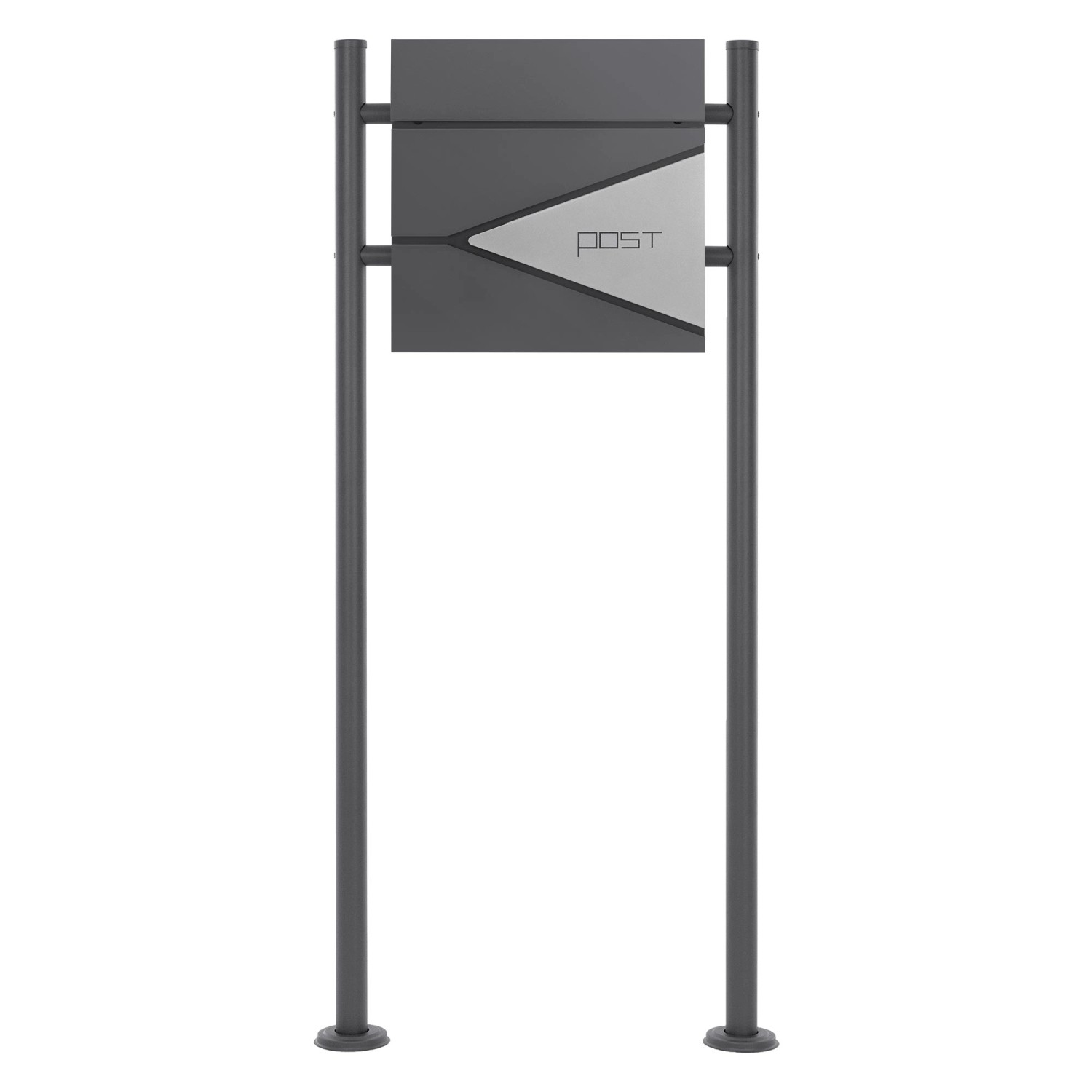 ML-Design Standbriefkasten Anthrazit-Silber mit Zeitungsfach Ständer Anthrazit