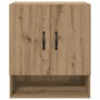 vidaXL Wohnzimmerschrank Artisan-Eiche aus Holzwerkstoff. Zwei Türen, schwarze Griffe, offenes Fach.