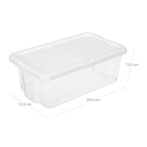 Transparente Songmics Schuhbox mit Deckel, Teil eines 12er Sets, zur Aufbewahrung von Schuhen.