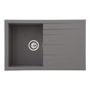 Respekta Einbauspüle Mineralite Houston, 80x50 cm, Betongrau, mit Becken und Abtropffläche.