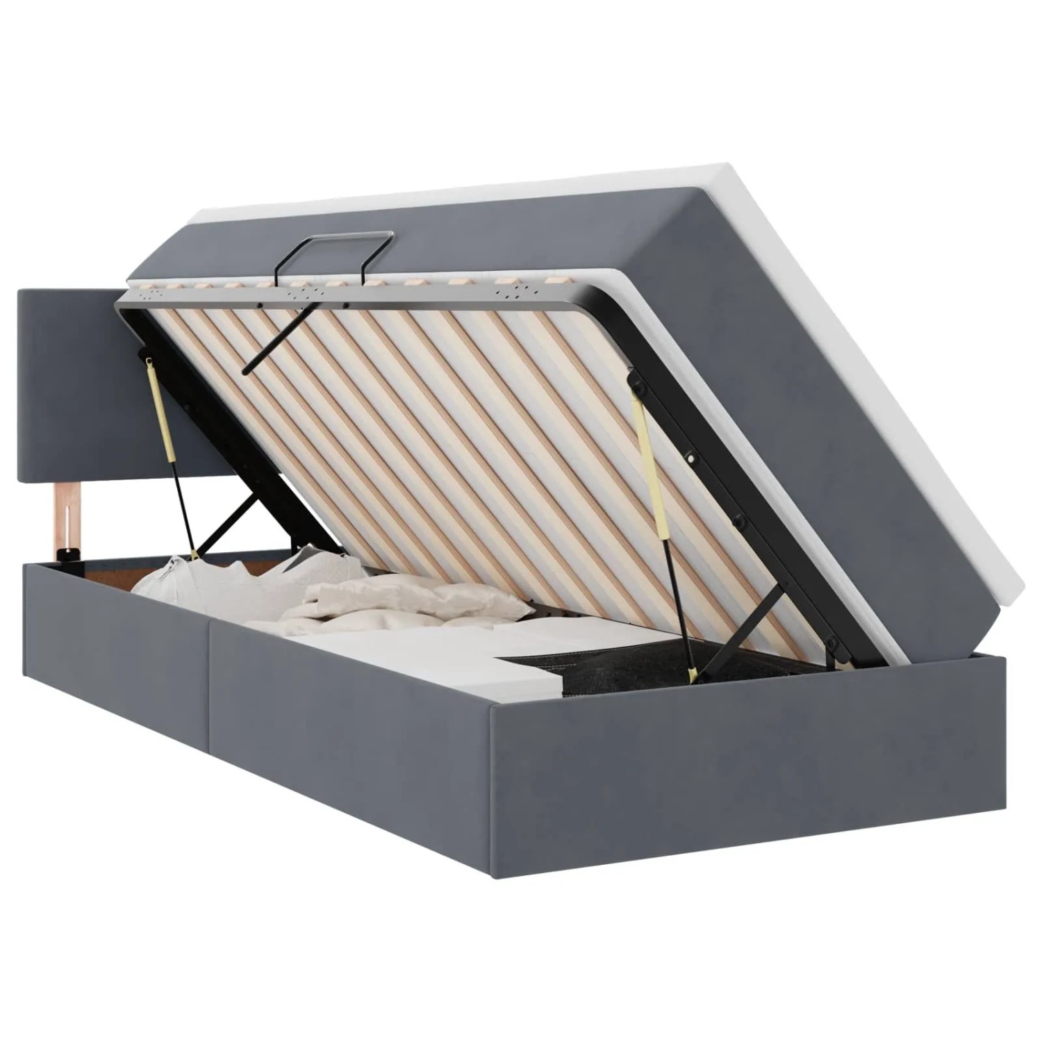 vidaXL Bett mit Stauraum und LED Dunkelgrau 90 x 200 cm Samt 3371308