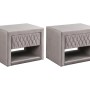 2er-Set beige Samt Nachttische Daniele, Art Déco, mit gesteppter Schublade und offener Ablage.