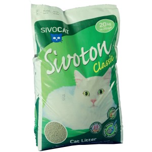 Sivocat Katzenstreu Sivoton Classic Klumpstreu, 20kg Sack mit Katzenmotiv.